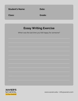 Free  Template: Silver Essay Writing Prompt Worksheet