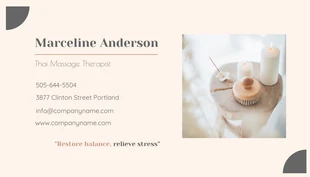 Beige Brown Massage Therapist Business Card - صفحة 2