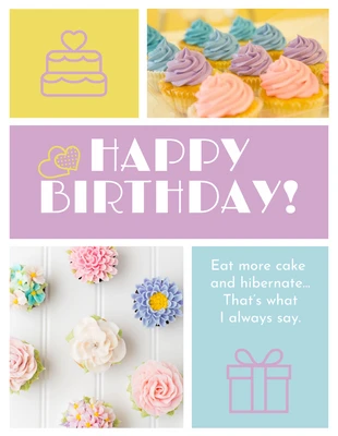 Free  Template: Cartão de aniversário de cupcake bonito