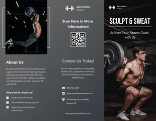 premium  Template: Black and Grey Gym Tri Fold Brochure