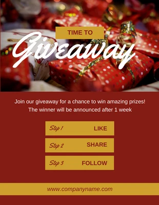 Free  Template: Red And Yellow Time To Giveaway Flyer