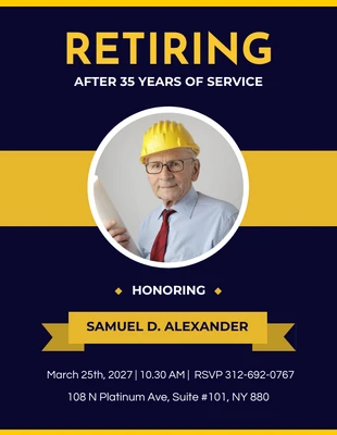 Free  Template: Blue And Yellow Retirement Announcement Flyer