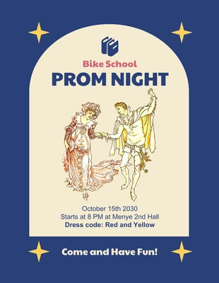 Free  Template: Blue Vintage Prom Night Flyer