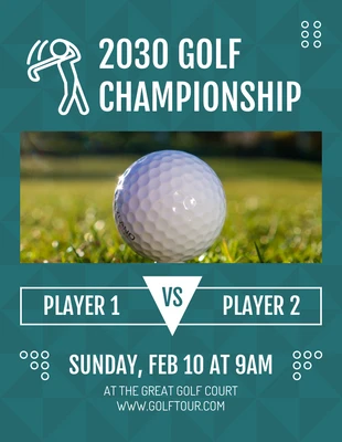 Free  Template: Tosca Plantilla geométrica simple de calendario de campeonato de golf