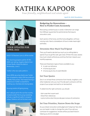 Minimalist Real Estate Agent Newsletter