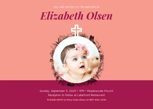 Free  Template: Convite de batismo rosa