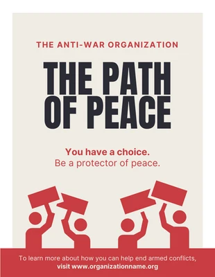 Free  Template: White And Beige Simple Illustration Anti War Poster