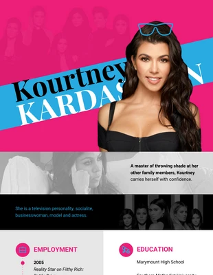 Free  Template: Kourtney Kardashian Resume