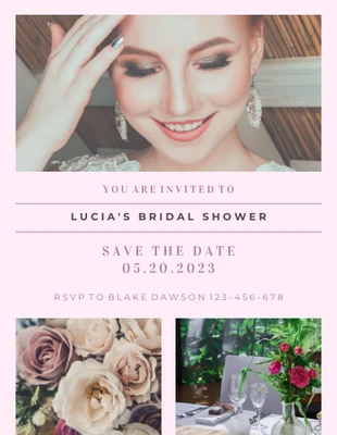 Free  Template: Invitation à la douche nuptiale rose élégante