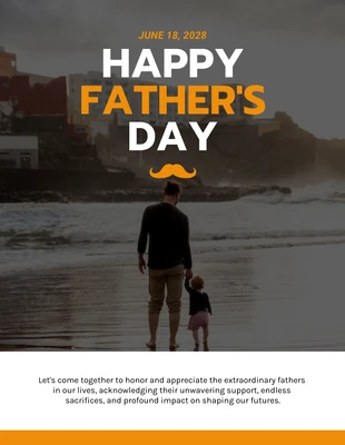 Free  Template: Poster Foto Simples Branca E Amarela Feliz Dia dos Pais