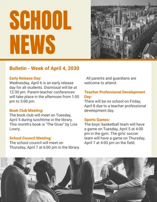 Free  Template: Light Yellow And Orange Simple School Newsletter