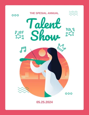 Free  Template: Rosa Ilustración Moderna Talent Show Flyer