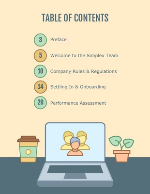 Free  Template: Illustrative Company Employee Handbook Table of Contents
