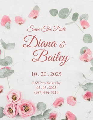 Light Floral Save The Date Invitation