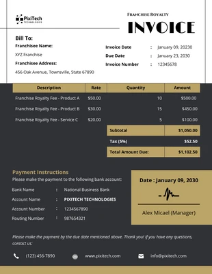 Free  Template: Franchise Royalty Invoice