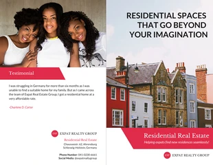 premium  Template: Folheto de duas dobras de imóveis residenciais vermelhos