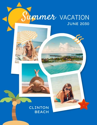 Free  Template: Blue Playful Polaroid Illustration Cool Summer Vacation Collages