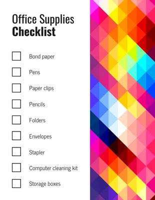 Free  Template: Simple Office Supplies Shopping Checklist