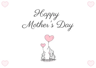 Free  Template: Weiße, einfache Illustration „Happy Mother's Day“-Postkarte