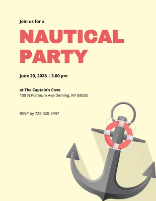 Free  Template: Cream And Soft Red Simple Ilustration Nautical Invitation