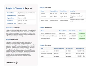 Project Closeout Report Template - Seite 1