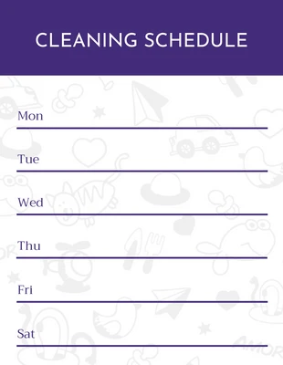 Free  Template: White And Blue Simple Pattern Cleaning Schedule Template