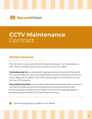 Free  Template: Plantilla de contrato de mantenimiento de CCTV