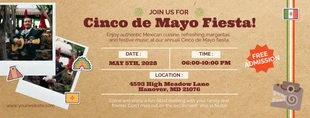 Free  Template: Faixa Cinco de Mayo Fiesta com textura de papel marrom