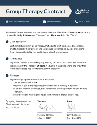 Free  Template: Group Therapy Contract Template