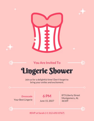 Free  Template: Invito alla doccia in lingerie minimalista rosa