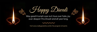 Free  Template: Banner de feliz Diwali preto minimalista