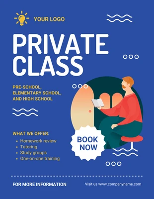 Free  Template: Blue Modern Illustration Private Class Flyer