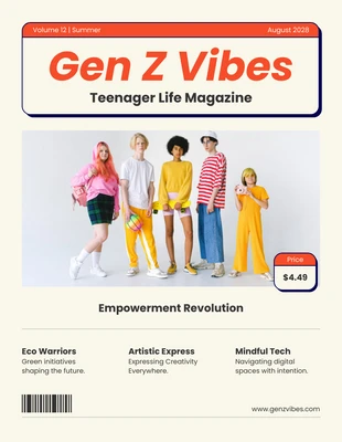 Free  Template: البيج البرتقالي الرجعية الحد الأدنى في سن المراهقة غلاف المجلة