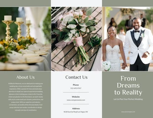 Free  Template: Weiche grüne und weiße Hochzeit dreifaltige Broschüre