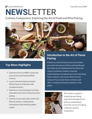 Free  Template: Food and Wine Pairing Newsletter