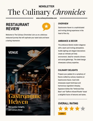premium  Template: Restaurant Reviews Newsletter