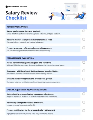 Free interactive Template: Lista de verificação de revisão salarial