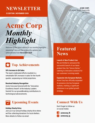 Free  Template: Monthly Highlights Newsletter