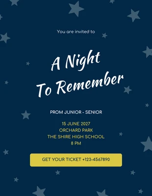Free  Template: Navy Blue Prom Night Poster