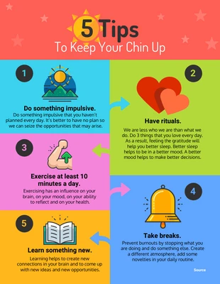 Free  Template: 5 Tips to Keep Your Chin Up Infographic Template