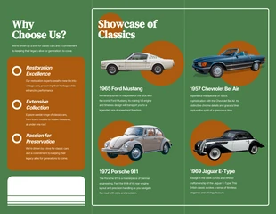 Retro Green and Orange Classic Cars Brochure - صفحة 2