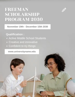 Free  Template: Grey Minimalist Scholarship Program Flyer