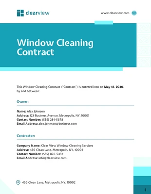 Free  Template: Plantilla de contrato de limpieza de ventanas