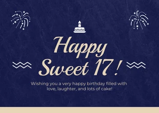 Free  Template: Cartão postal de feliz aniversário em azul-marinho e dourado simples e moderno de luxo