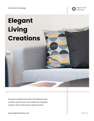 business  Template: Catálogo de decoración del hogar en blanco y negro simple y limpio