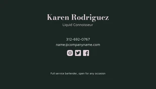 Simple Prim and Green Bartender Business Card - page 2