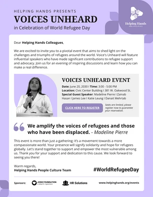 premium  Template: Newsletter électronique sur les histoires de la Journée mondiale des réfugiés