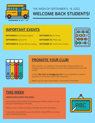 Free  Template: Colorful School Newsletter