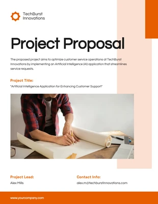 Free  Template: Proposta de projeto simples laranja e branco