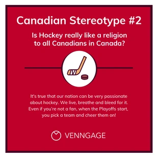 Free  Template: Hockey-kanadischer Stereotyp-FAQ-Instagram-Beitrag